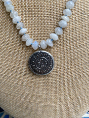 Moonstone other side of Block Print Necklace by Jen Stock