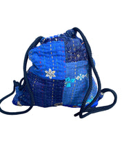Blue Drawstring bag by Jen Stock