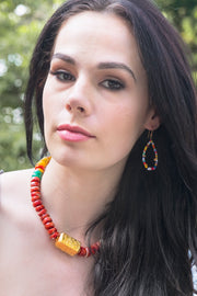 colorful, earrings, statement, choker, vogue